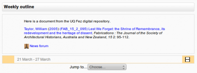 Fez document citation in Moodle Fez document citation in Moodle